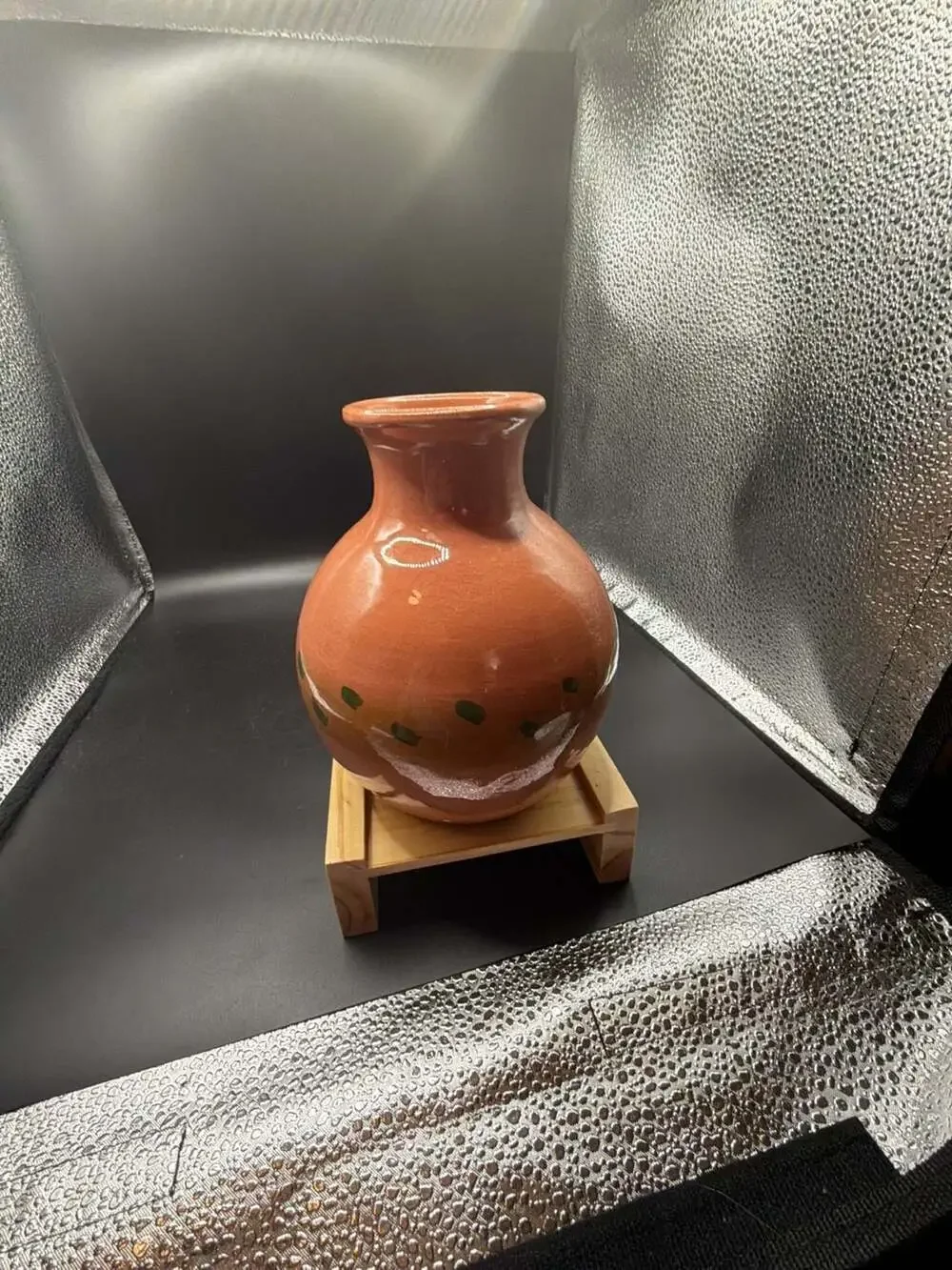 Vintage Hand-Painted Puerto Rico Terracotta Clay Pottery Vase